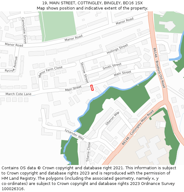 19, MAIN STREET, COTTINGLEY, BINGLEY, BD16 1SX: Location map and indicative extent of plot