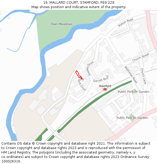 19, MALLARD COURT, STAMFORD, PE9 2ZE: Location map and indicative extent of plot