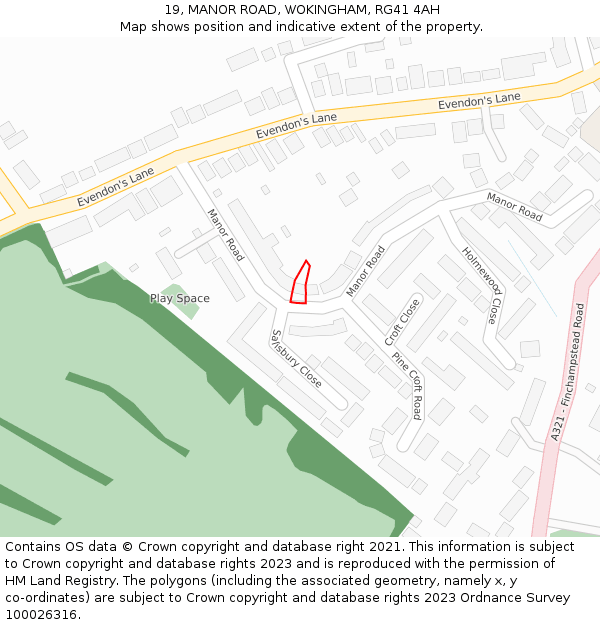 19, MANOR ROAD, WOKINGHAM, RG41 4AH: Location map and indicative extent of plot