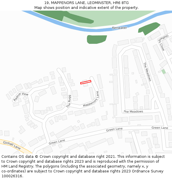 19, MAPPENORS LANE, LEOMINSTER, HR6 8TG: Location map and indicative extent of plot