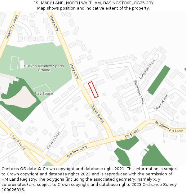 19, MARY LANE, NORTH WALTHAM, BASINGSTOKE, RG25 2BY: Location map and indicative extent of plot