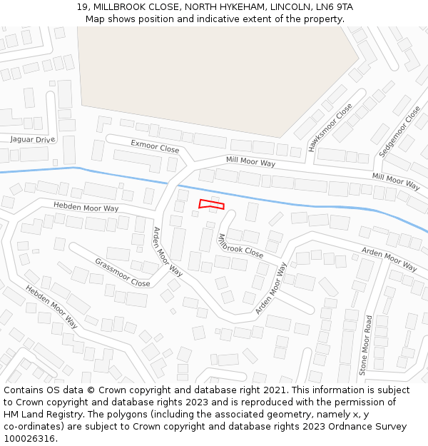 19, MILLBROOK CLOSE, NORTH HYKEHAM, LINCOLN, LN6 9TA: Location map and indicative extent of plot