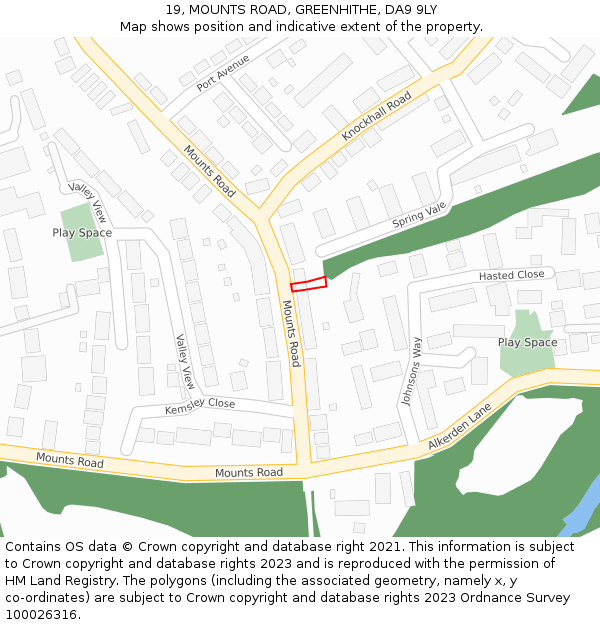 19, MOUNTS ROAD, GREENHITHE, DA9 9LY: Location map and indicative extent of plot