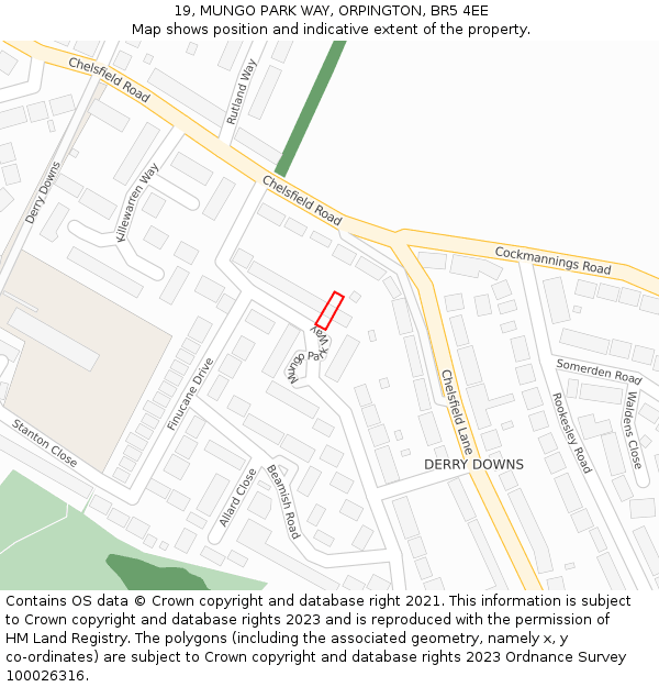 19, MUNGO PARK WAY, ORPINGTON, BR5 4EE: Location map and indicative extent of plot