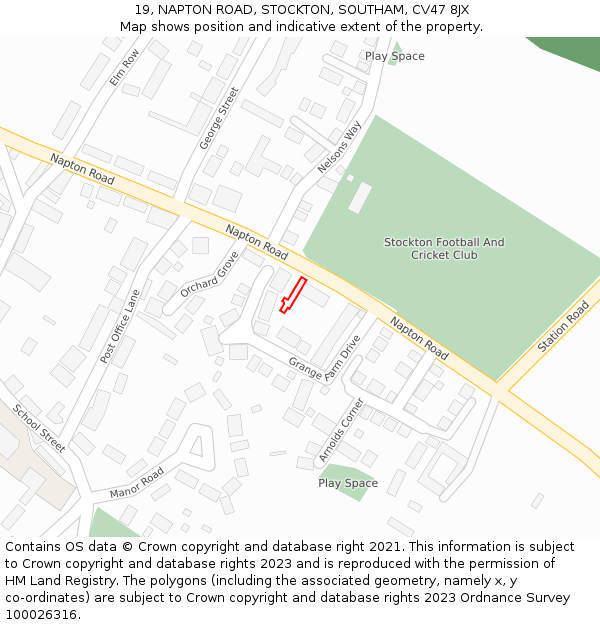 19, NAPTON ROAD, STOCKTON, SOUTHAM, CV47 8JX: Location map and indicative extent of plot