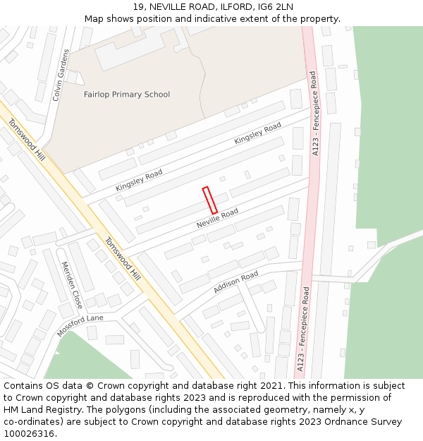 19, NEVILLE ROAD, ILFORD, IG6 2LN: Location map and indicative extent of plot