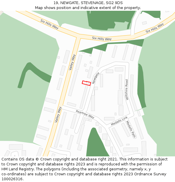 19, NEWGATE, STEVENAGE, SG2 9DS: Location map and indicative extent of plot