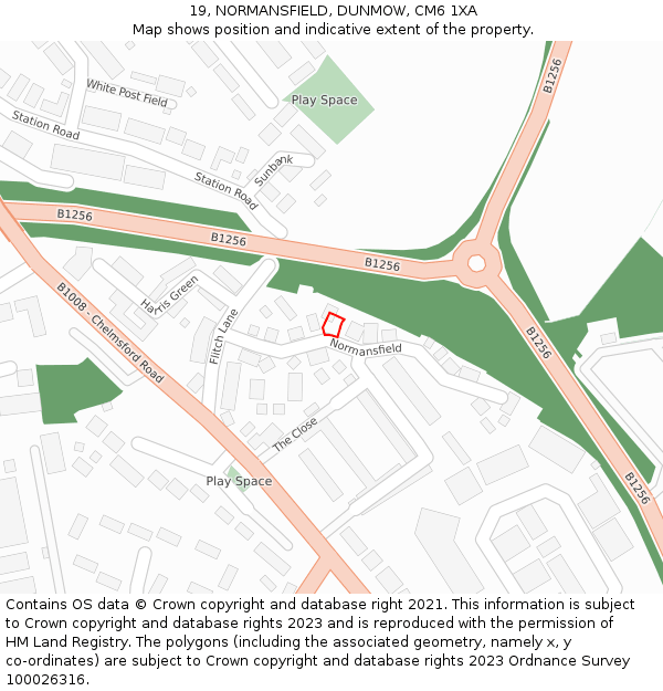 19, NORMANSFIELD, DUNMOW, CM6 1XA: Location map and indicative extent of plot