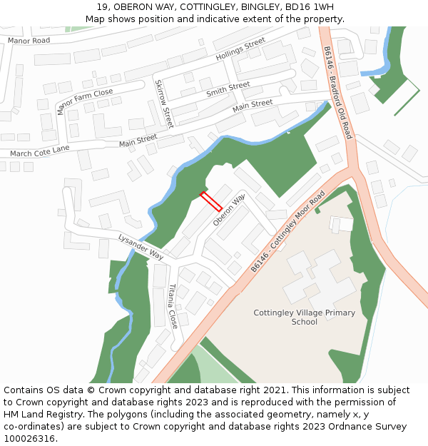 19, OBERON WAY, COTTINGLEY, BINGLEY, BD16 1WH: Location map and indicative extent of plot