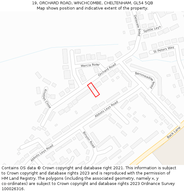 19, ORCHARD ROAD, WINCHCOMBE, CHELTENHAM, GL54 5QB: Location map and indicative extent of plot