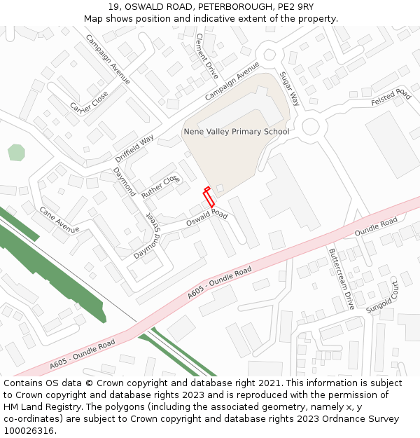 19, OSWALD ROAD, PETERBOROUGH, PE2 9RY: Location map and indicative extent of plot