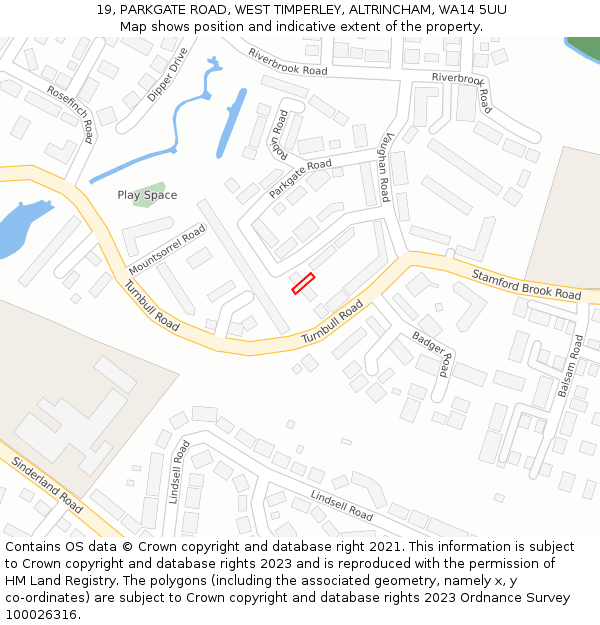 19, PARKGATE ROAD, WEST TIMPERLEY, ALTRINCHAM, WA14 5UU: Location map and indicative extent of plot