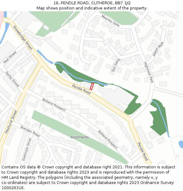 19, PENDLE ROAD, CLITHEROE, BB7 1JQ: Location map and indicative extent of plot