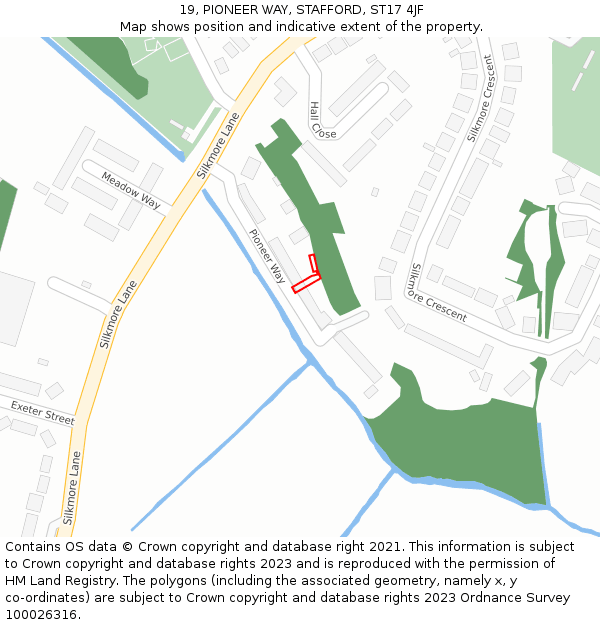 19, PIONEER WAY, STAFFORD, ST17 4JF: Location map and indicative extent of plot