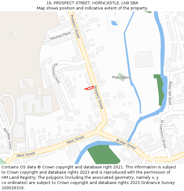 19, PROSPECT STREET, HORNCASTLE, LN9 5BA: Location map and indicative extent of plot