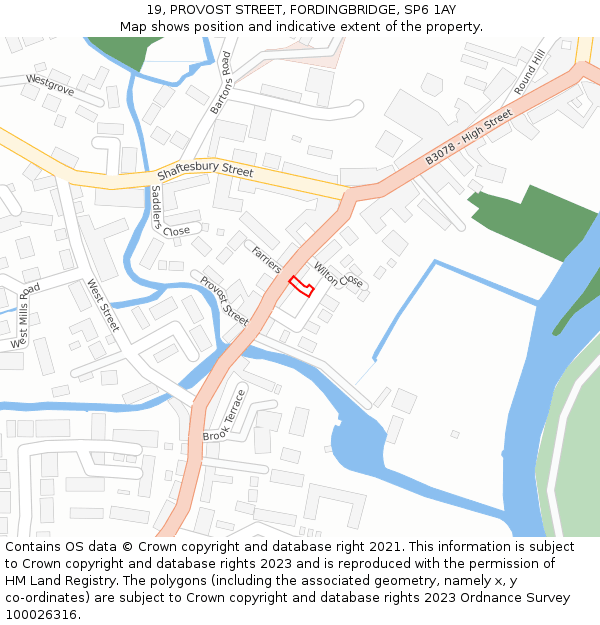 19, PROVOST STREET, FORDINGBRIDGE, SP6 1AY: Location map and indicative extent of plot