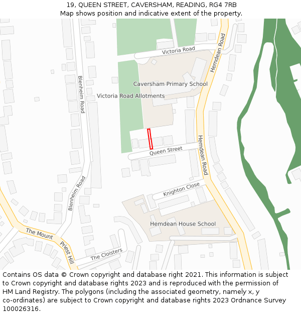 19, QUEEN STREET, CAVERSHAM, READING, RG4 7RB: Location map and indicative extent of plot