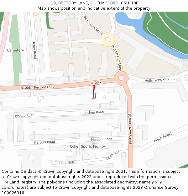 19, RECTORY LANE, CHELMSFORD, CM1 1RE: Location map and indicative extent of plot