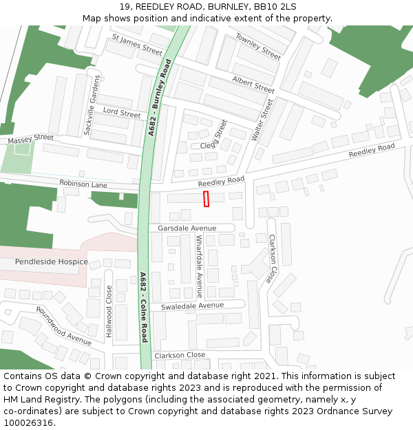 19, REEDLEY ROAD, BURNLEY, BB10 2LS: Location map and indicative extent of plot