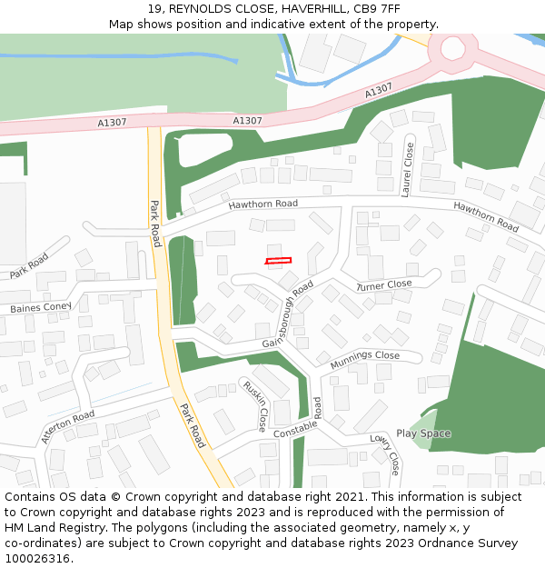 19, REYNOLDS CLOSE, HAVERHILL, CB9 7FF: Location map and indicative extent of plot