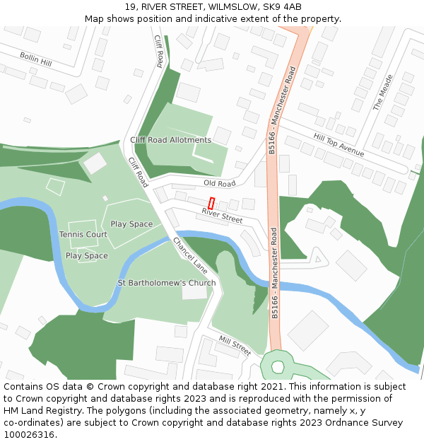 19, RIVER STREET, WILMSLOW, SK9 4AB: Location map and indicative extent of plot