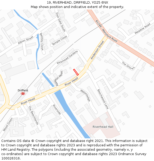 19, RIVERHEAD, DRIFFIELD, YO25 6NX: Location map and indicative extent of plot