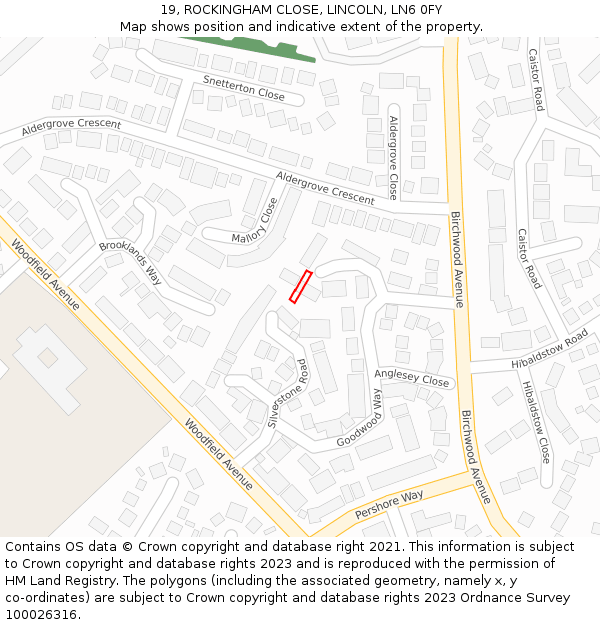 19, ROCKINGHAM CLOSE, LINCOLN, LN6 0FY: Location map and indicative extent of plot