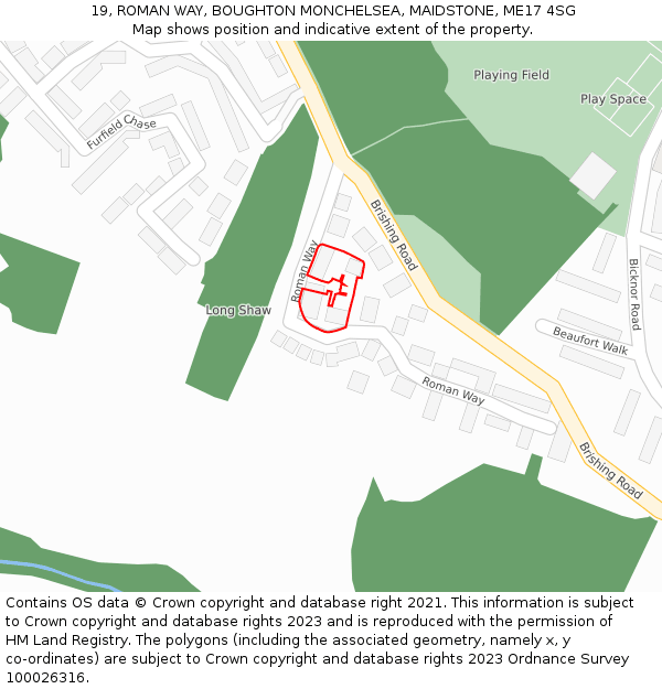19, ROMAN WAY, BOUGHTON MONCHELSEA, MAIDSTONE, ME17 4SG: Location map and indicative extent of plot