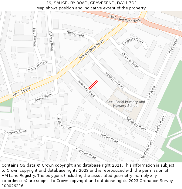 19, SALISBURY ROAD, GRAVESEND, DA11 7DF: Location map and indicative extent of plot