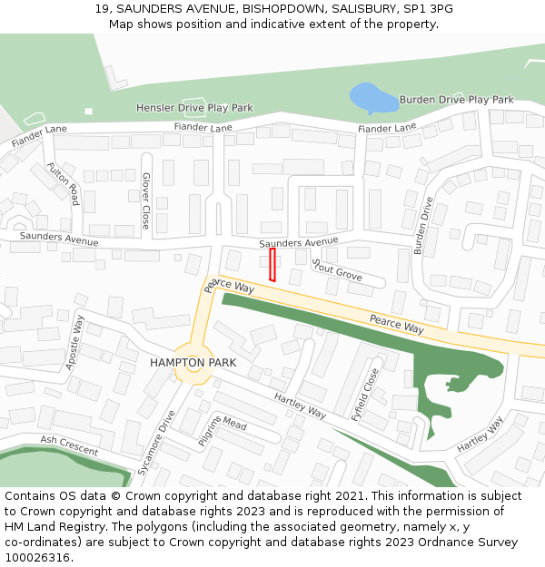 19, SAUNDERS AVENUE, BISHOPDOWN, SALISBURY, SP1 3PG: Location map and indicative extent of plot