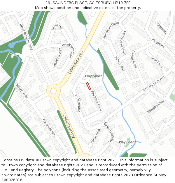 19, SAUNDERS PLACE, AYLESBURY, HP19 7FE: Location map and indicative extent of plot