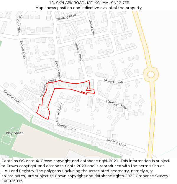 19, SKYLARK ROAD, MELKSHAM, SN12 7FP: Location map and indicative extent of plot