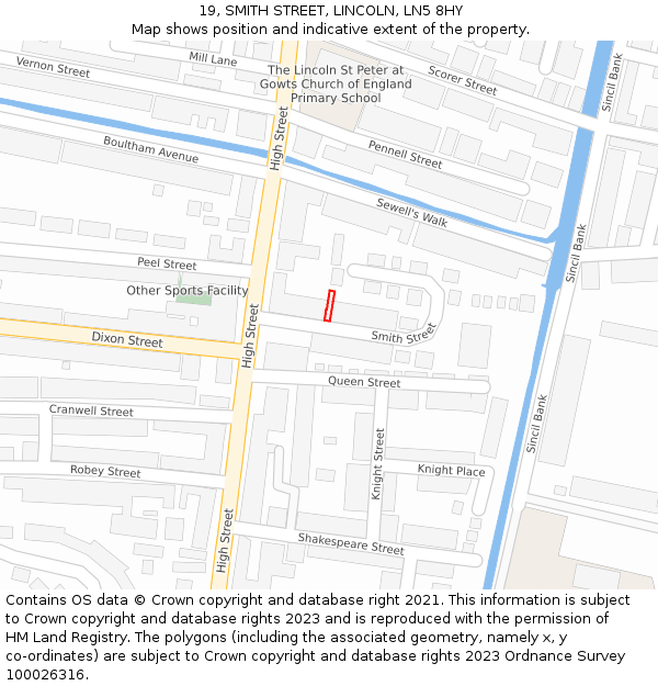 19, SMITH STREET, LINCOLN, LN5 8HY: Location map and indicative extent of plot