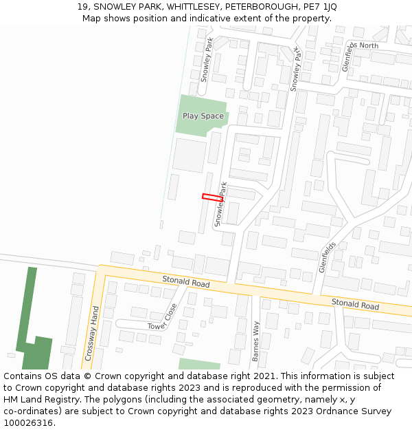 19, SNOWLEY PARK, WHITTLESEY, PETERBOROUGH, PE7 1JQ: Location map and indicative extent of plot