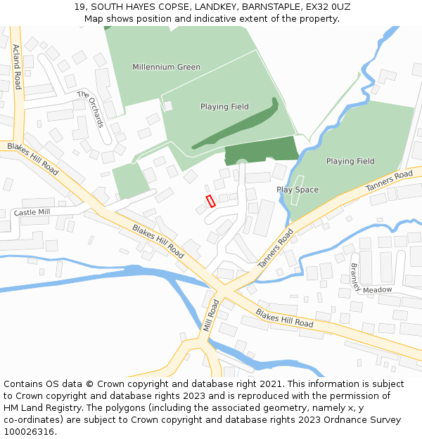19, SOUTH HAYES COPSE, LANDKEY, BARNSTAPLE, EX32 0UZ: Location map and indicative extent of plot