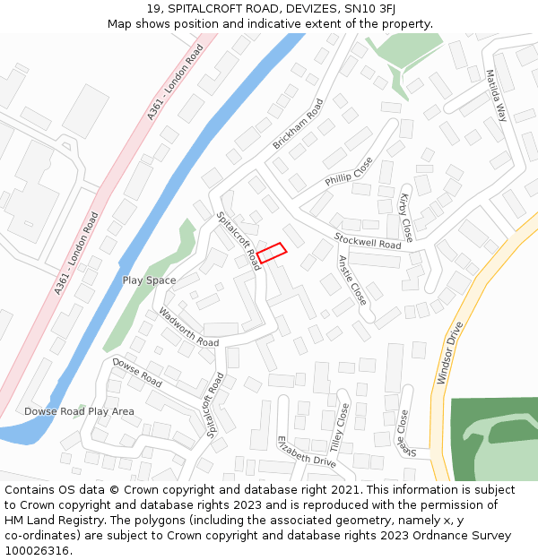19, SPITALCROFT ROAD, DEVIZES, SN10 3FJ: Location map and indicative extent of plot