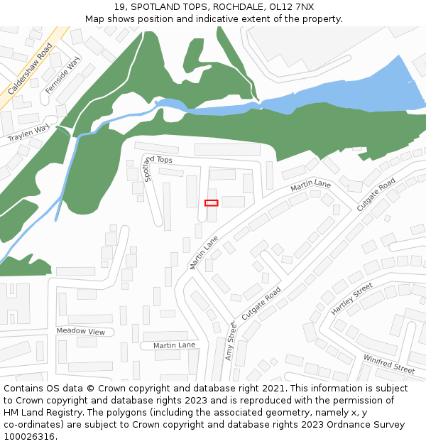 19, SPOTLAND TOPS, ROCHDALE, OL12 7NX: Location map and indicative extent of plot