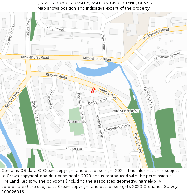 19, STALEY ROAD, MOSSLEY, ASHTON-UNDER-LYNE, OL5 9NT: Location map and indicative extent of plot