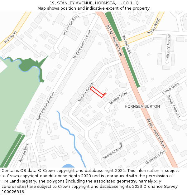 19, STANLEY AVENUE, HORNSEA, HU18 1UQ: Location map and indicative extent of plot