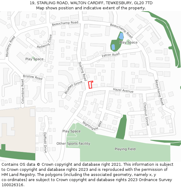 19, STARLING ROAD, WALTON CARDIFF, TEWKESBURY, GL20 7TD: Location map and indicative extent of plot