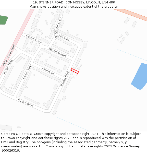 19, STENNER ROAD, CONINGSBY, LINCOLN, LN4 4RP: Location map and indicative extent of plot