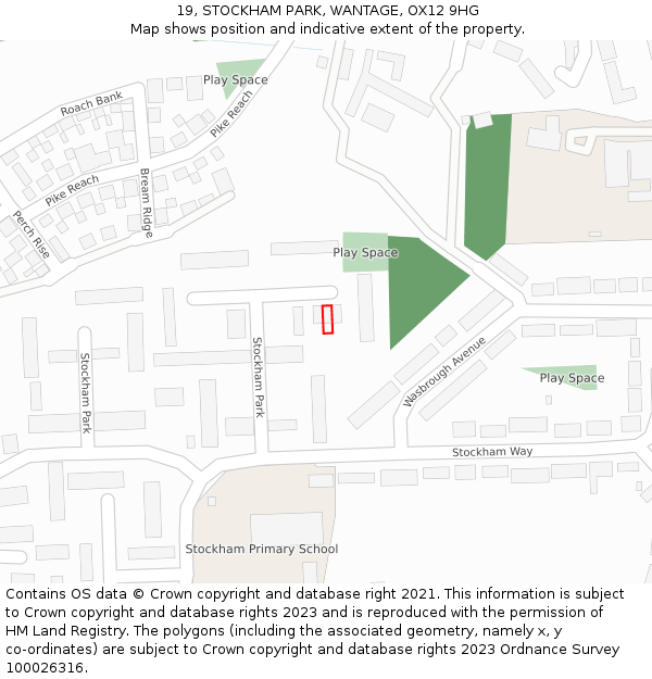 19, STOCKHAM PARK, WANTAGE, OX12 9HG: Location map and indicative extent of plot