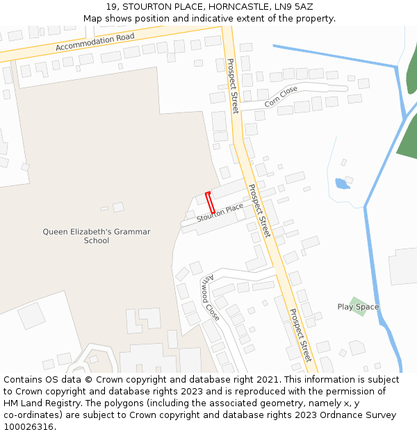 19, STOURTON PLACE, HORNCASTLE, LN9 5AZ: Location map and indicative extent of plot