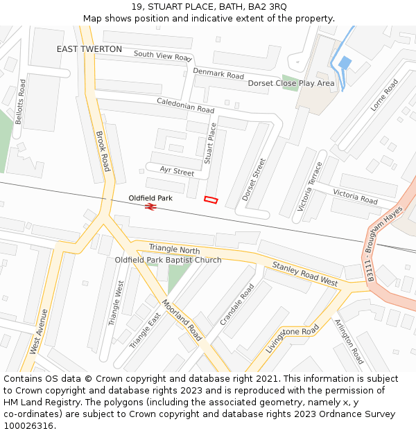 19, STUART PLACE, BATH, BA2 3RQ: Location map and indicative extent of plot