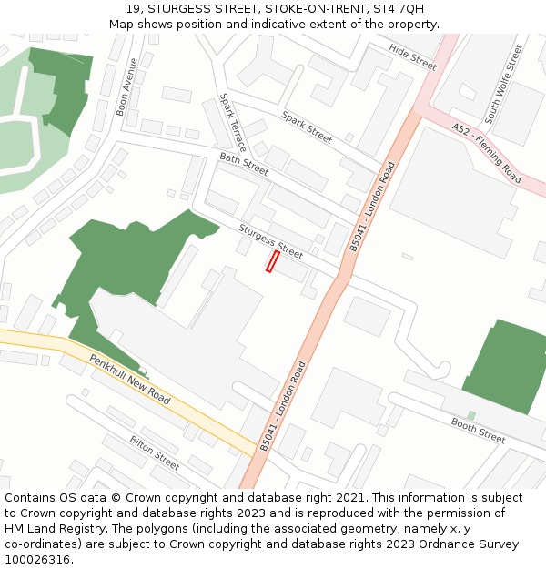 19, STURGESS STREET, STOKE-ON-TRENT, ST4 7QH: Location map and indicative extent of plot