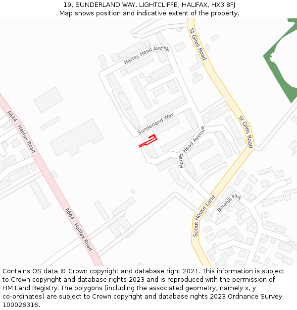 19, SUNDERLAND WAY, LIGHTCLIFFE, HALIFAX, HX3 8FJ: Location map and indicative extent of plot