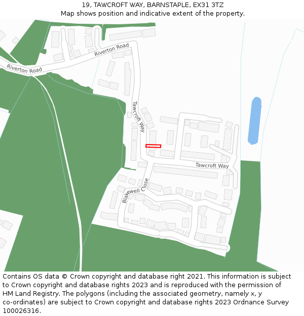19, TAWCROFT WAY, BARNSTAPLE, EX31 3TZ: Location map and indicative extent of plot