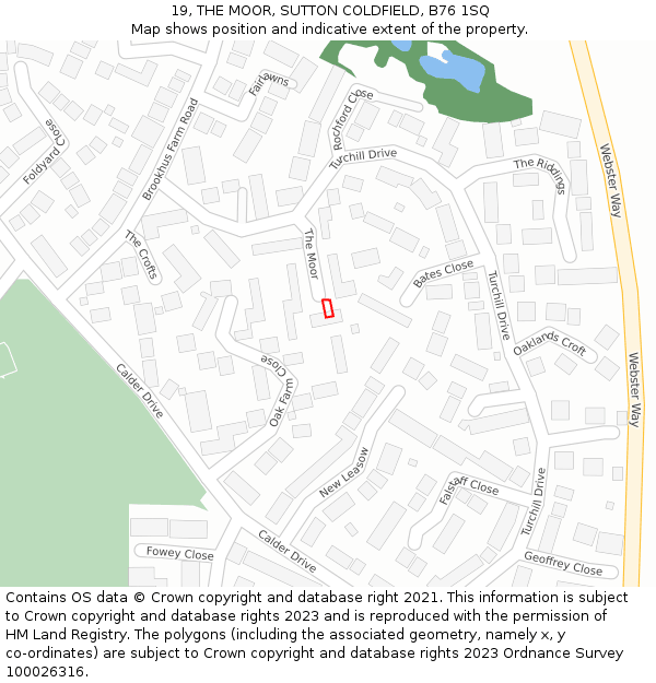 19, THE MOOR, SUTTON COLDFIELD, B76 1SQ: Location map and indicative extent of plot