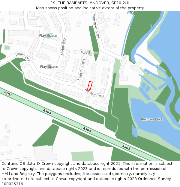 19, THE RAMPARTS, ANDOVER, SP10 2UL: Location map and indicative extent of plot