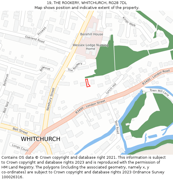 19, THE ROOKERY, WHITCHURCH, RG28 7DL: Location map and indicative extent of plot